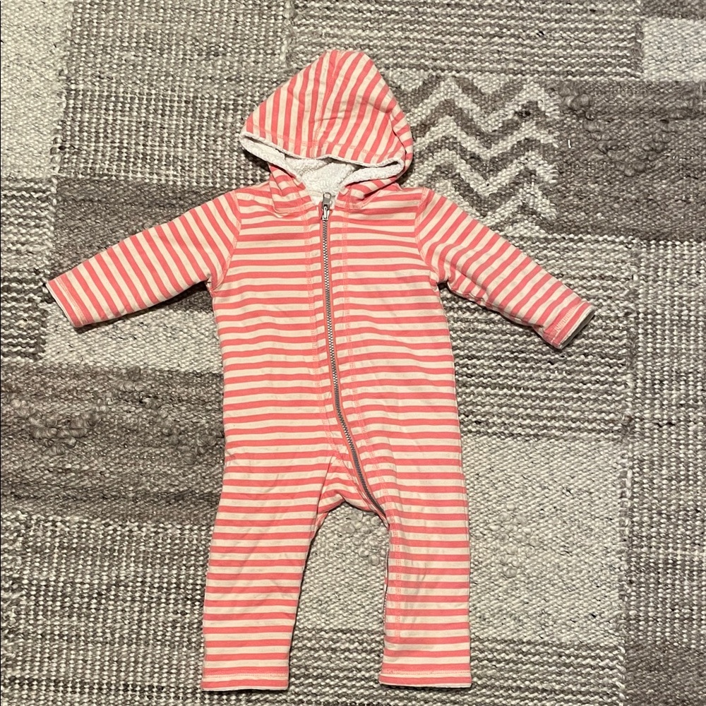 Striped Pink Reversible One Piece, 12-24 months